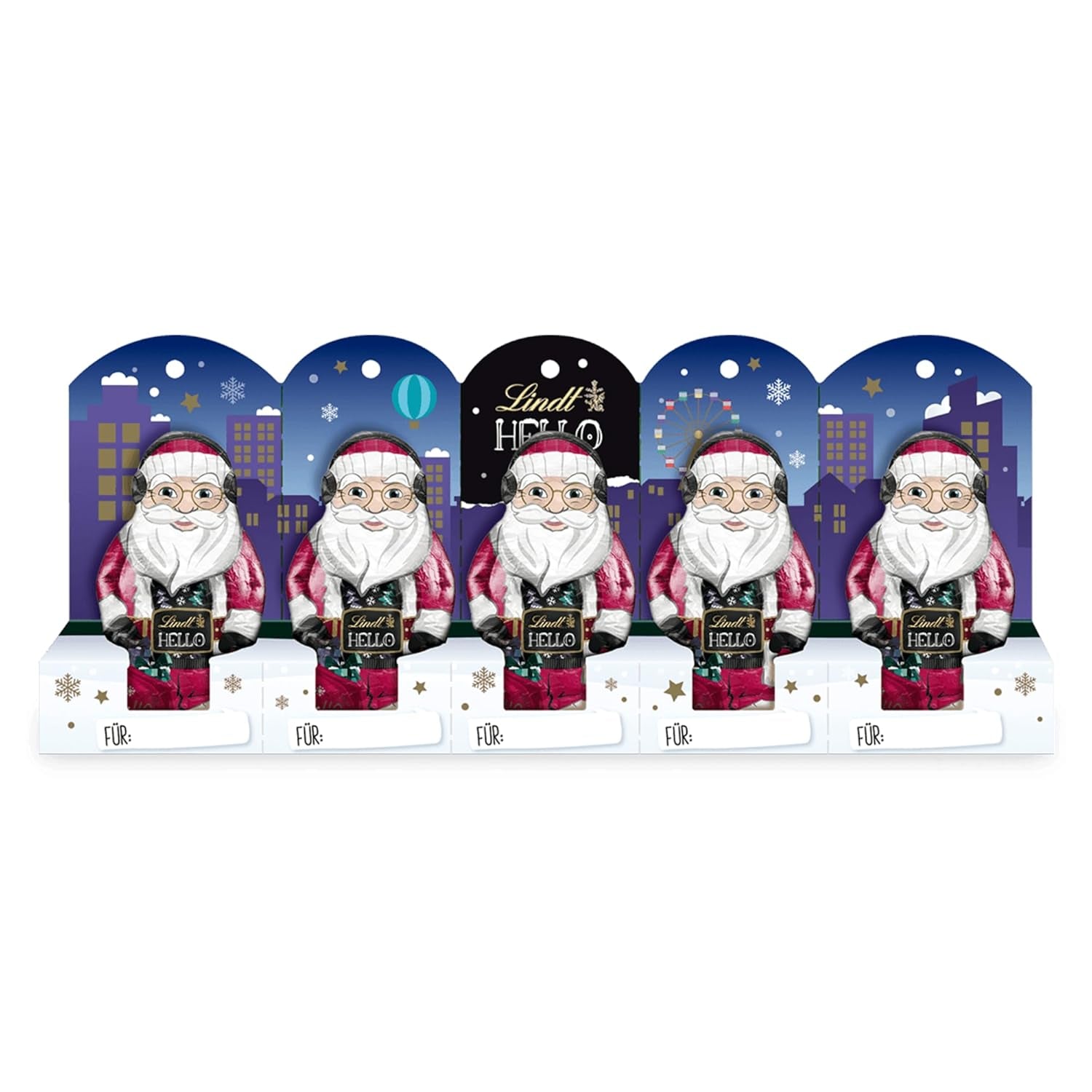 Lindt csokoládé | HELLO Mini Mikulás | 50g | 5 Mini Moși Moși (egyenként 10 g) finom tejcsokoládéból | Karácsonyi csokoládéfigurák kicsiknek és nagyoknak