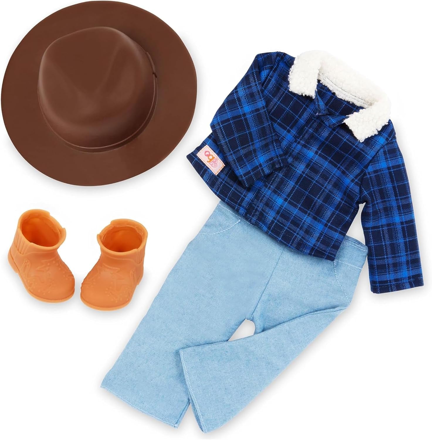 Generációnk - Dustin - 46 cm Junge Puppe - Lebensechte hazelnussbraune Augen und gemwelltes brownes Haar - Outfit im Western-Stil & Country-Hut - Spielzeug für Kinder ab 3 Jahren