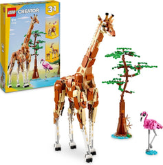 LEGO Creator 3 az 1-ben állati szafari, kreatív készlet állatfigurákkal, 3 építési lehetőség: játékzsiráf, gazella és oroszlán, játékállatok lányoknak és fiúknak, természetes ajándék 9 év feletti gyerekeknek, 31150 építőkészletek Beuche den LEGO-Store Single