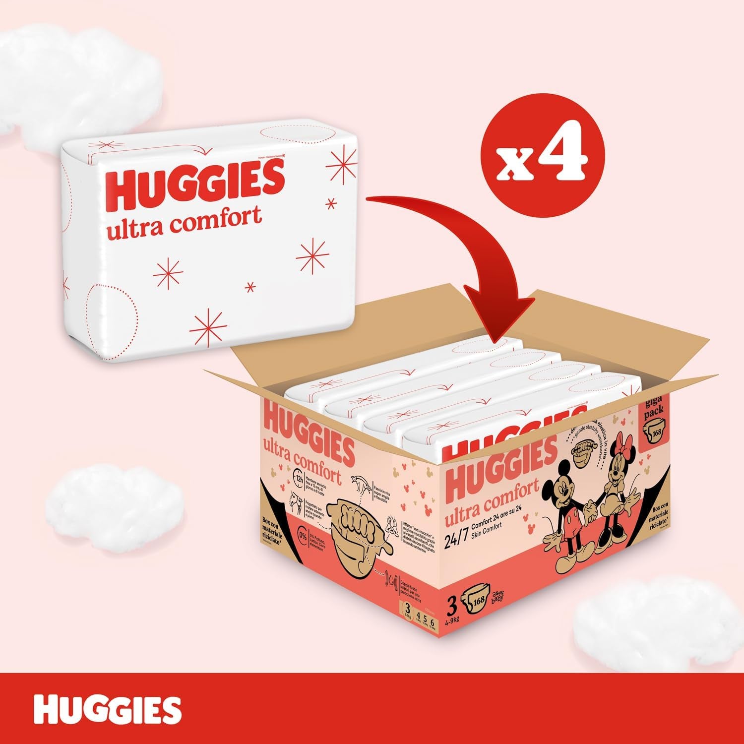 Huggies Ultra Comfort pelenkák, 3-as méret (4-9 kg), Disney dizájn, 168 db