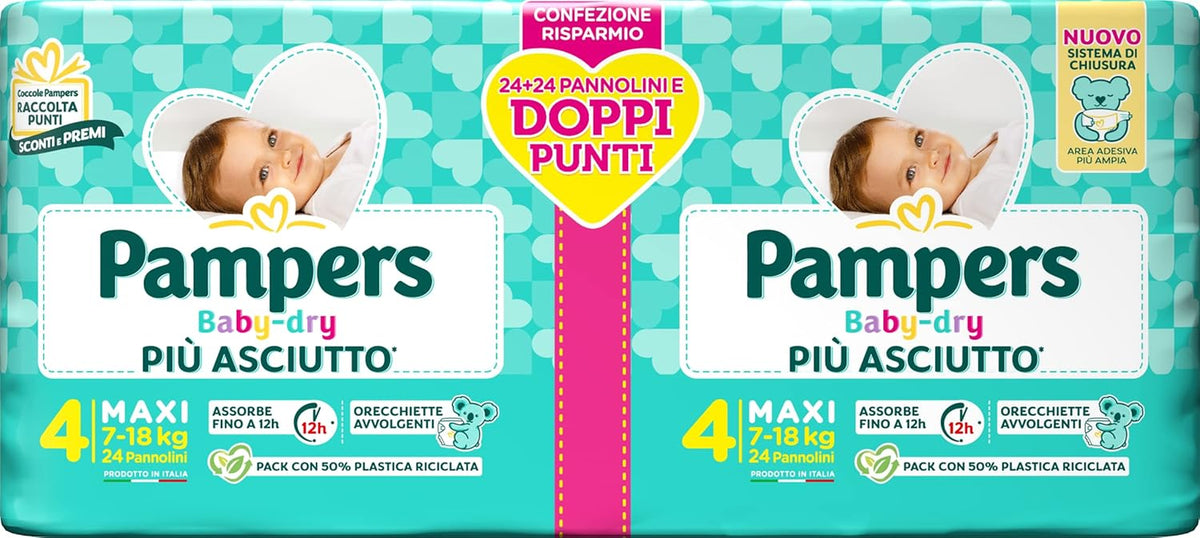 Pampers Baby Dry Maxi Twin Pack pelenka, 4-es méret (7-18 kg), 48 pelenka