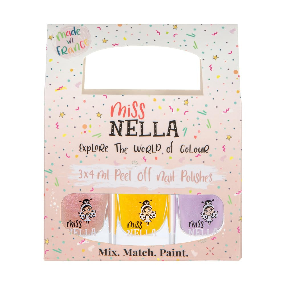 Miss Nella Magic Collection 4 részes csillogó körömlakk szett: rózsaszín, piros, arany és kék, speciális gyerekeknek kivehető körömlakk, nem mérgező, vízbázisú, szagtalan