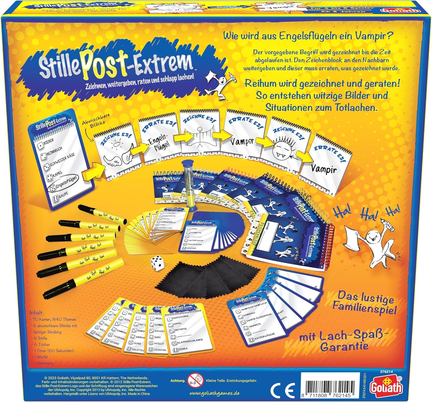 Goliath, Extreme MAIL, társasjáték felnőtteknek és 8 év feletti gyerekeknek, szórakoztató és gyors rajzolójáték családoknak vagy barátoknak, társasjátékok, 4-6 játékos, 20 perc