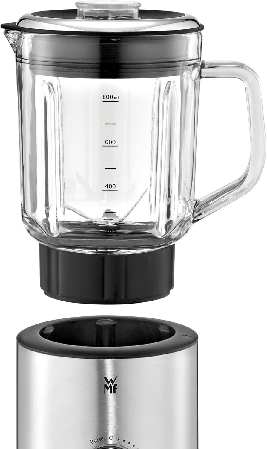 WMF Küchenminis Kompaktmixer, Mini Standmixer, 400 Watt, Standmixer Klein, Glasbehälter 0,8 L, Pulsstufe, Cromargan Matt Kitchen Naty Shop