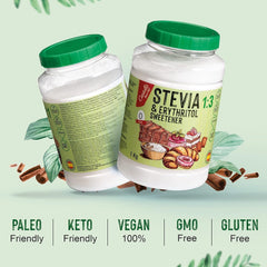 Stevia + Erythrit 1:3 Süßstoff | 1G = 3G Zucker | 100% Natürlicher Zuckerersatz - 0 Kalorien - 0 Glykämischer Index - Keto Und Paleo - 0 Netto-Kohlenhydrate - Kein GVO - Castello since 1907-1 Kg Indulcitori Naty Shop