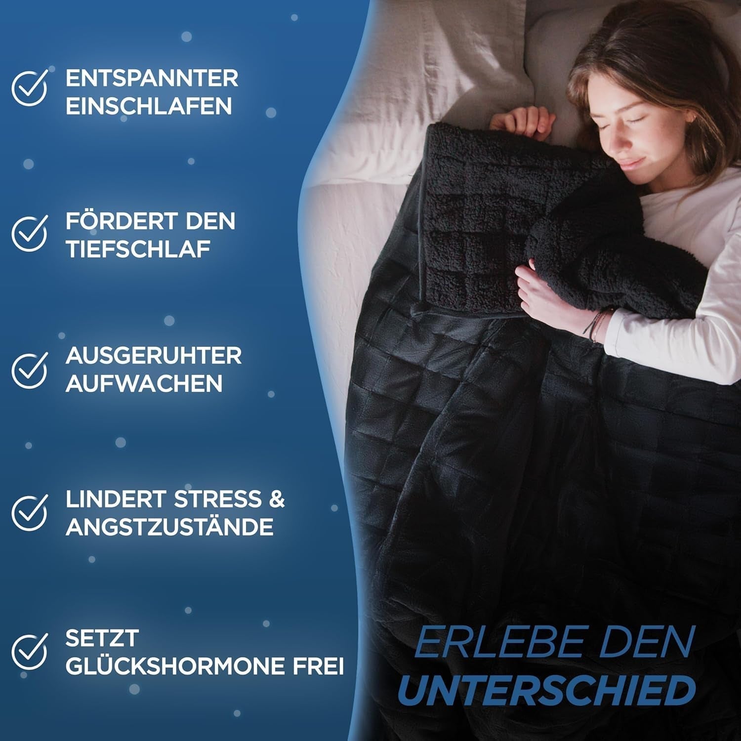 Samthus súlyozott takaró 135X200 cm 9 kg Sherpa gyapjú - Öko-Tex minősítésű - Terápiás takaró és relaxációs takaró - Aludjon jobban nehéz takarónkkal - Súlyos takaró - Fekete Ágyak és takarók Besuche den Samthus-Store