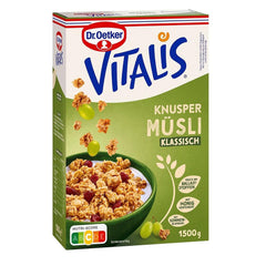 Dr. Oetker Vitalis klasszikus ropogós müzli: nagy csomag ropogós reggeli müzli mazsolával, 1 csomag, 1,5 kg