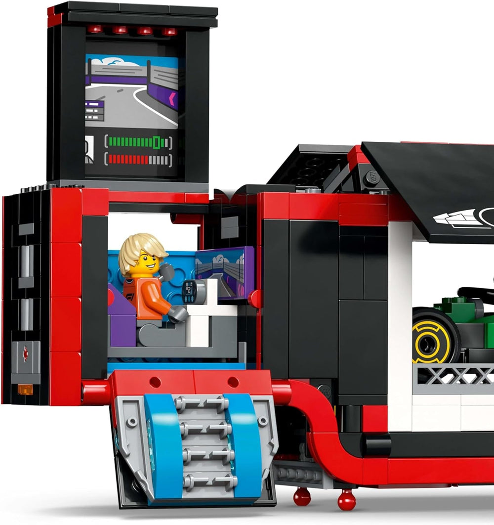 LEGO City F1 szállító RB20 és AMR24 F1 versenyautókkal – Játékautó-szállító Red Bull és Aston Martin Forma 1 csapatok számára – Beleértve 5 minifigura – Ajándék 8 év feletti fiúknak és lányoknak, 60445 építőkészlet Besuche den LEGO-Store