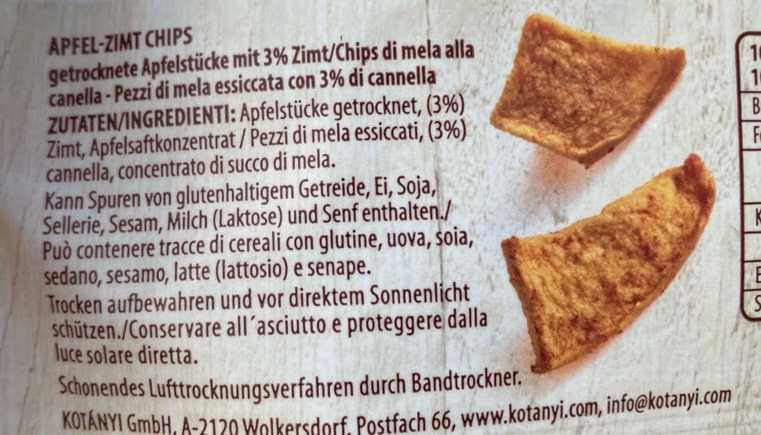 Kotányi szárított almadarabok fahéjjal, 100% natúr, 9 x 40 gramm szárított termékek Naty Shop