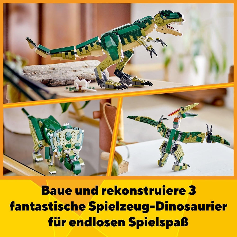 LEGO Creator T.Rex, Dino 3 az 1-ben átalakítható Triceratops vagy Pterodactyl, Mobil dinoszaurusz modell gyerekeknek, Ajándék fiúknak és lányoknak 31151 Építőkészletek Besuche den LEGO-Store