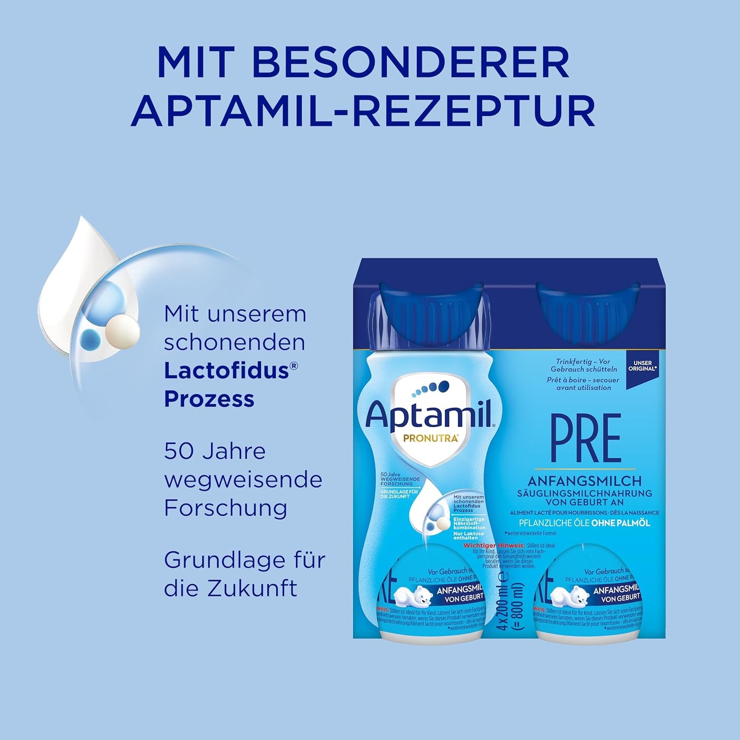 Aptamil Pronutra Pre - Csecsemőtápszer születéstől - Növényi olajokkal, pálmaolaj nélkül - 6 x 4 x 200 ml (4800 ml)