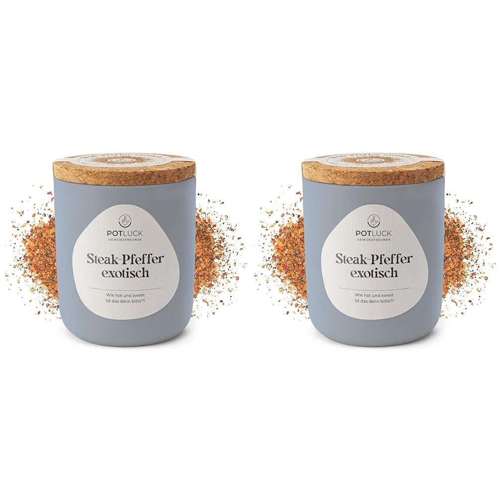 Potluck | Steak-Pfeffer egzotikus | Gewürzzubereitung im Keramiktopf | 80g | Vegán, gluténmentes és természetes alapanyagokból