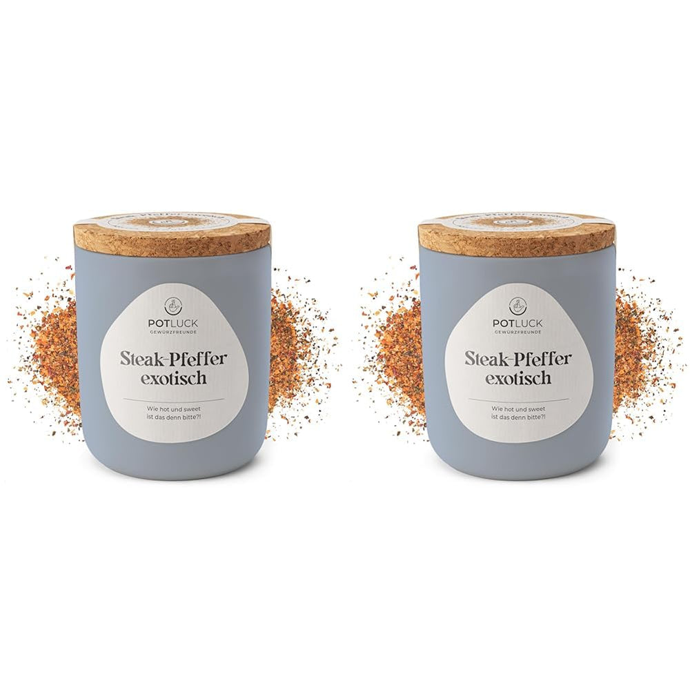 Potluck | Steak-Pfeffer egzotikus | Gewürzzubereitung im Keramiktopf | 80g | Vegán, gluténmentes és természetes alapanyagokból