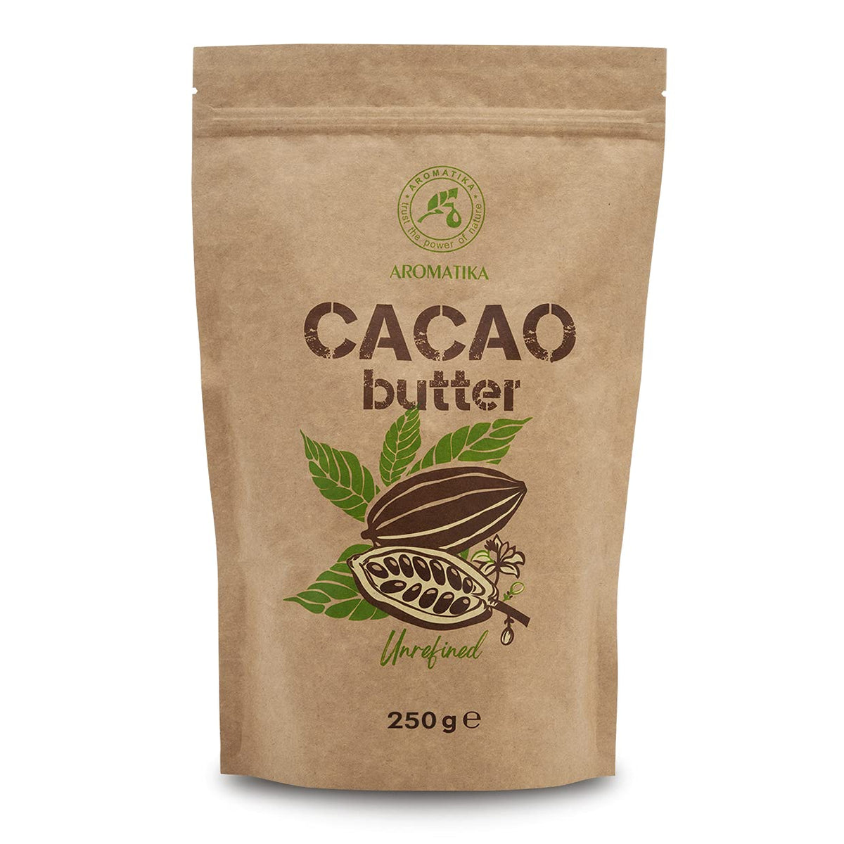 Kakaóvaj - 250g - Theobroma Cacao - Nyers kakaóvaj - Kakaóvaj Stückenben - Kaltgepresst - Unraffiniert - Rein und Naturlich - für Speisen und Hautpflege - Kakaóvaj