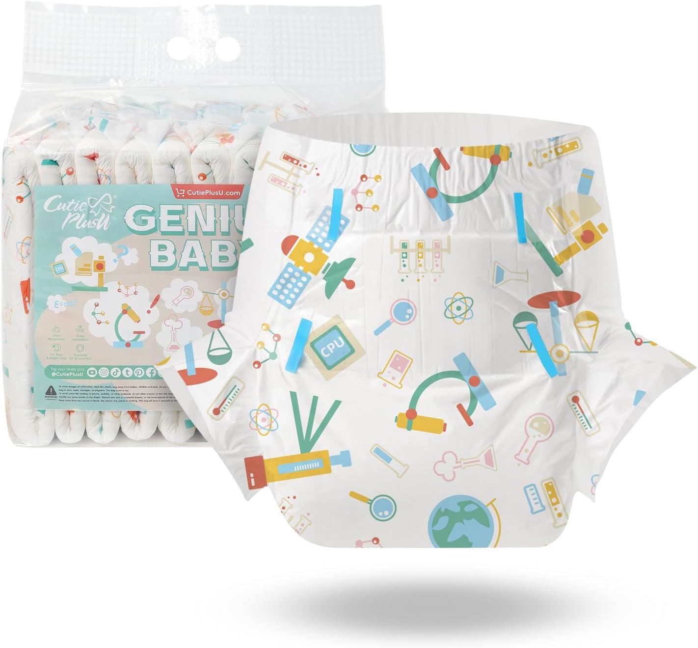 CutiePlusU felnőtt pelenkák, 10 darab, eldobható inkontinencia bugyi lepedővel nőknek és férfiaknak, maximális nedvszívó képesség éjszaka - kis hercegnő (nagy méret 94-119 cm)