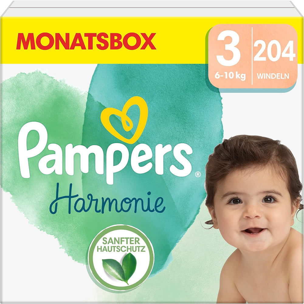 Pampers bébi pelenkák, 2-es méret (4-8 kg), Harmony, Half Moon Box, gyengéd bőrvédelem és gyógynövény-összetevők, 240 darab