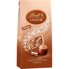 Lindt csokoládé | LINDOR Tiramisu táska | 137g | 11 tejcsokoládé golyó szájban olvadó tiramisu töltelékkel | Ajándék csokoládé