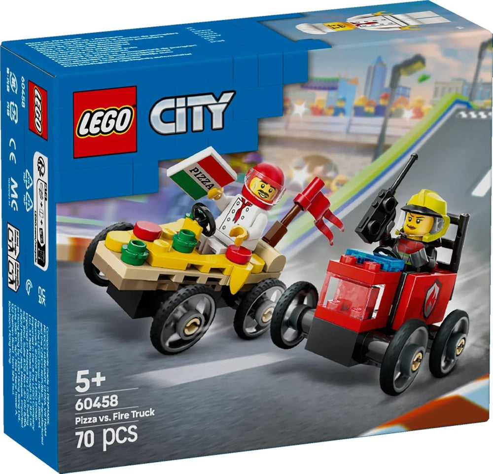 LEGO City pizzaszállító furgon vs. Pizza kamion - Szappandobozos játék lányoknak és fiúknak 5 éves kortól - Építőkészlet 2 sofőr minifigurával - Születésnapi és ünnepi ajándék 60458 Építőkészletek Besuche den LEGO-Store