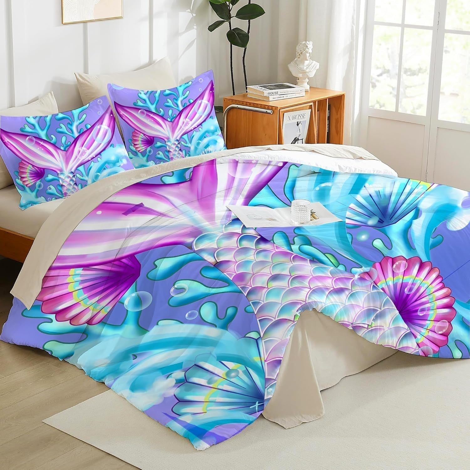 Ágynemű gyerekeknek, többféle méretben és különböző animációs karakterekkel Ágynemű - gyermek Naty Shop Mermaid (2. modell) 135X200Cm+80X80Cm