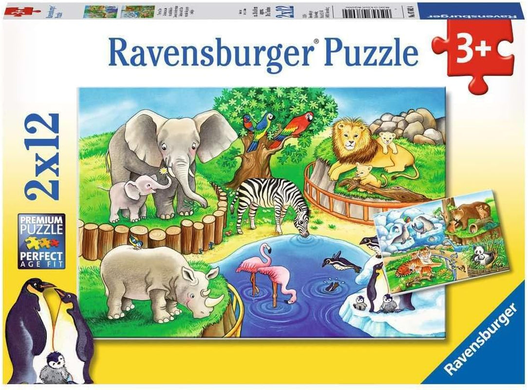 Ravensburger Puzzle gyerekeknek - 07602 Állatok az Állatkertben - Rejtvény 3 éves kortól gyerekeknek, 2X12 darab Puzzle Naty Shop Alapértelmezett cím
