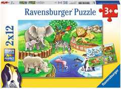 Ravensburger Puzzle gyerekeknek - 07602 Állatok az Állatkertben - Rejtvény 3 éves kortól gyerekeknek, 2X12 darab Puzzle Naty Shop Alapértelmezett cím