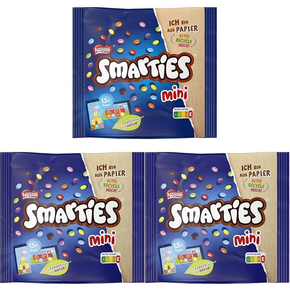 Nestlé SMARTIES Mini egyedi csomagolású kis lencse tejcsokoládéval, 3 csomag (1 x 187 g)