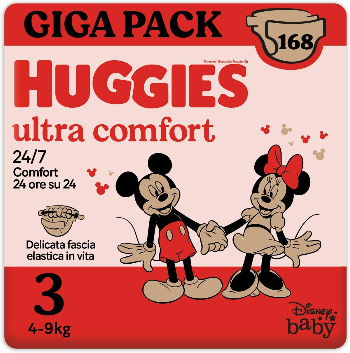 Huggies Ultra Comfort pelenkák, 3-as méret (4-9 kg), Disney dizájn, 168 db