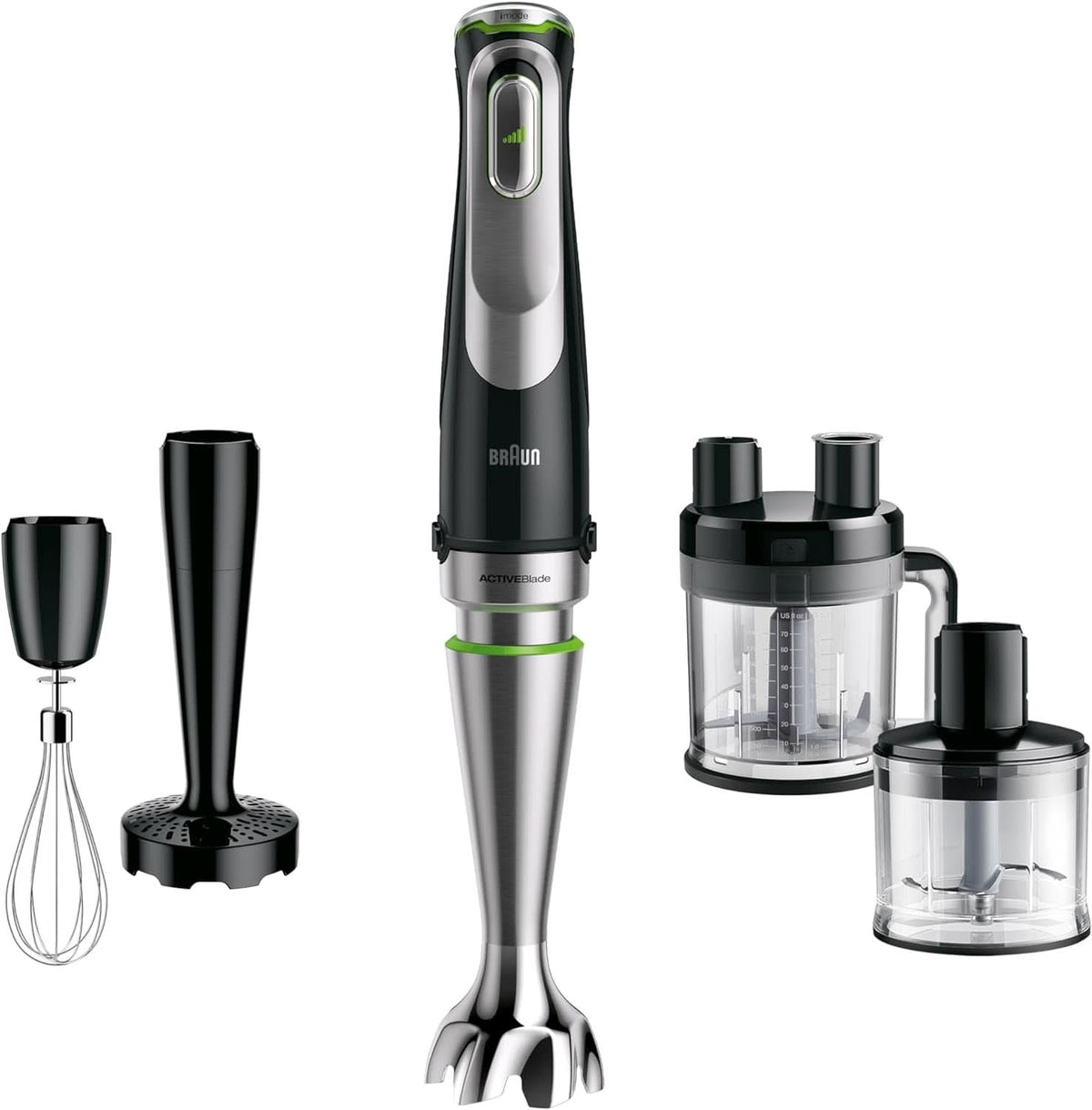 Braun Multiquick 9 MQ 9147X – 5 az 1-ben Stabmixer Mit Standmixer-Aufsatz, Zerkleinerer, Kartoffel- & Gemüsestampfer & Schneebesen, Stufenlose Geschwindigkeitsenstellung, 1200 W, Schwarz/Edelstahlingle In NaftInstahlingle 5ty Shop Küchenmaschinen-Aufsatz