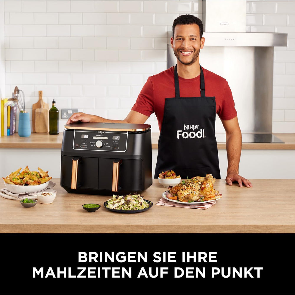 Ninja Foodi AF400EUCP MAX kétzónás légfrissítő, 9,5 literes Airfryer, 2 rekeszes, fogóval, tapadásmentes bevonattal, háztartási gépekkel Naty Shop