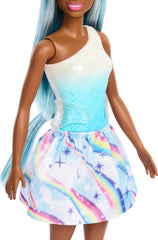 Barbie Einhorn Puppen mit bunten Fantasiehaaren, Outfits mit Farbverlauf und Fantasy-Accessoires round um das Einhorn Theme, HRR14