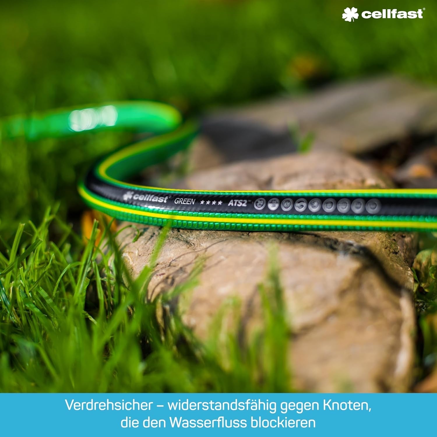 Furtun de grădină CELLFAST, furtun de apă cu 5 straturi, material textil dublu împletit cu bordură transversală, furtun de irigații, rezistent la UV, anti-alge, flexibil, 30 bar, 3,4 inci, 50 metri, verde