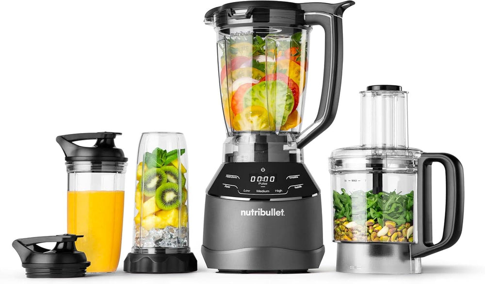 Nutribullet teljes méretű turmixgép, elektrischer keverő, többfunkciós Stabmixer, professzionális keverő, 1000 Watt Leistung, 1,6 l Becher, Grau, NBF450DG Kitchen Naty Shop Schwarz 1500 Watt