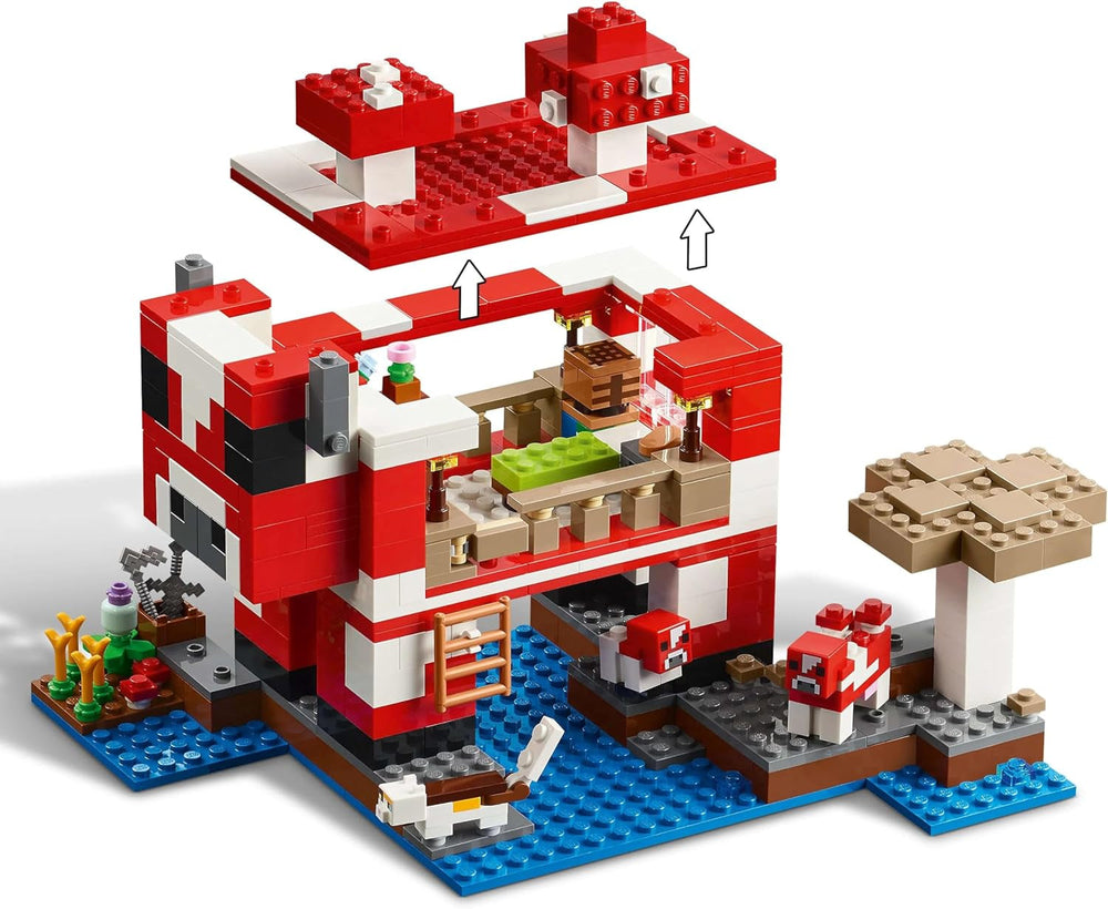 LEGO Minecraft A gombás tehénház Videojáték építőjáték Gombaföld modell minifigurákkal, Steve és más karakterek játékkészlet fiúknak és lányoknak 8 éves 21270 építőkészletek Beuche den LEGO-Store