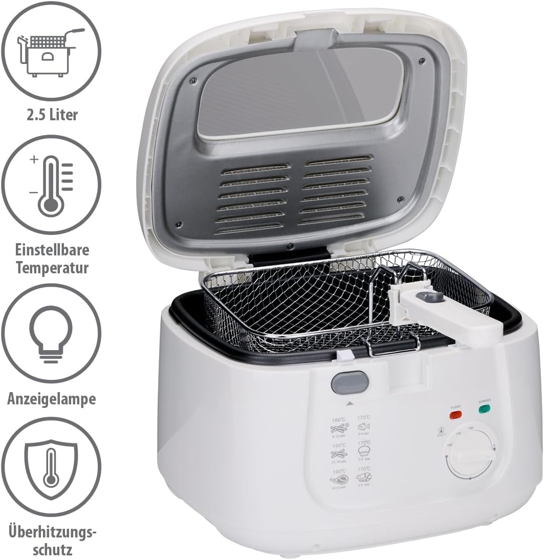 Alpina zsírsütő 2,5 literes DF-165, 1800 W - Állítható hőmérséklet 190°C-ig Berendezések Naty Shop