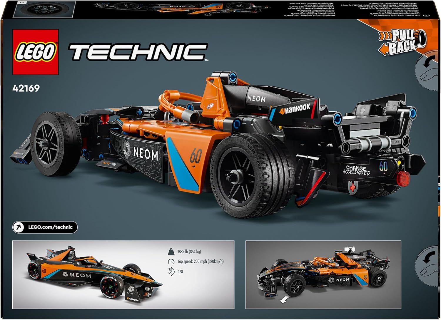 LEGO Technic NEOM Mclaren Formula E versenyautó, versenyautó játék 9 éves fiúknak és lányoknak, modellautós készlet, gyerekszoba dekoráció, születésnapi ajándékötlet 42169 építőkészletek Beuche den LEGO-Store