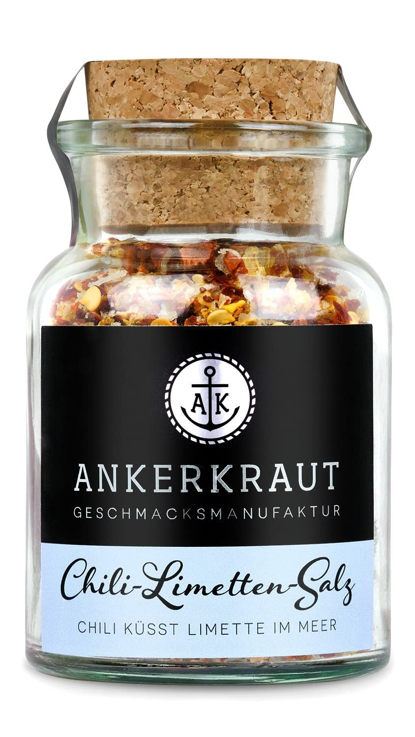 Ankerkraut Chili-Lime-Salz, 70g parafa üvegben, Speise-Salz Mischung für Steak Fisch Salad Asia Gerichte, Allrounder mit Gesmack und Qualität