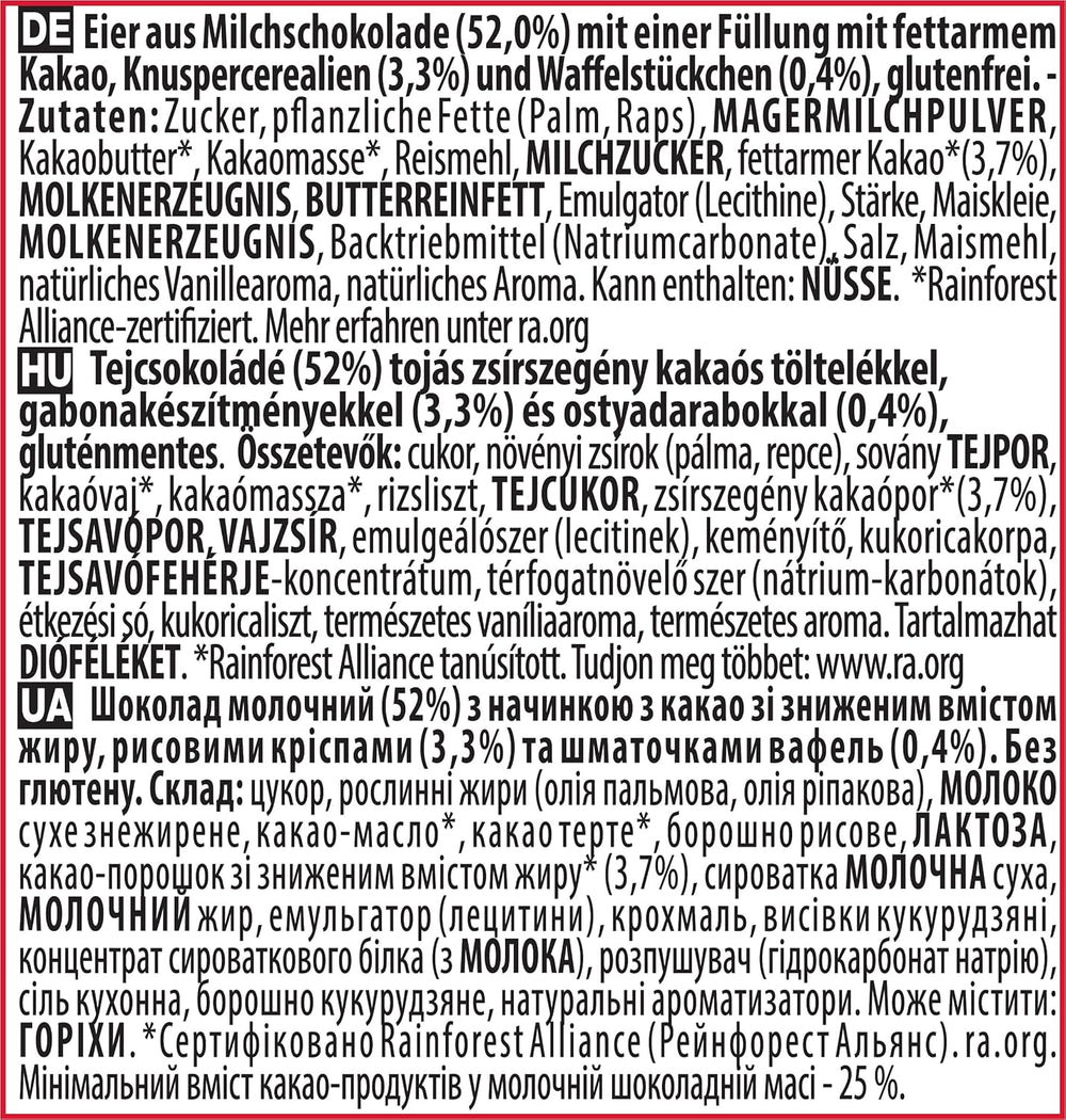 NESTLÉ Mini tojás, kis tejcsokoládé tojás krémes töltelékkel és ropogós darabokkal, 1 csomag (1 x 89 g)