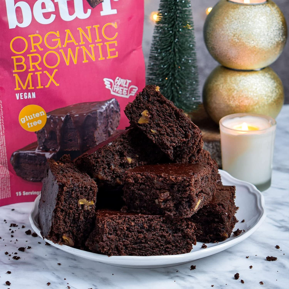 Bettr Organic Brownie Mix - Negrese organice, vegane și fără gluten cu aromă bogată de cacao, 6 x 400 grame Bucatarie Naty Shop