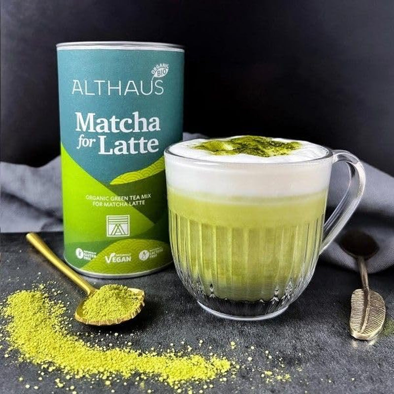 Matcha pentru latte Amestec de ceai verde cu zahăr din trestie, 400 g, vegan, pentru 20 porții