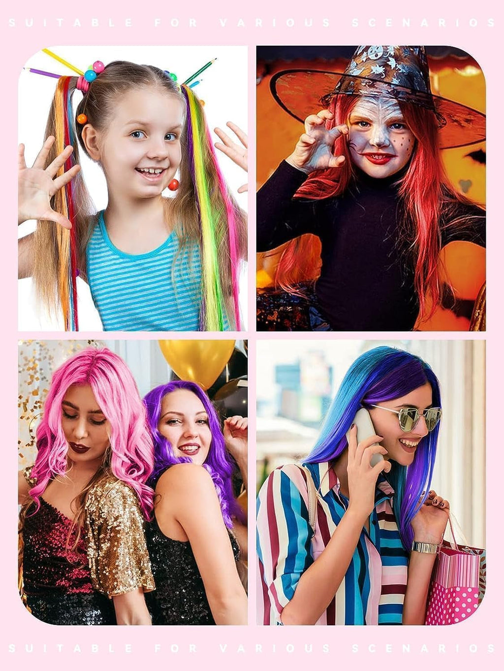 Kalolary 10PCS Pieptene cu cretă pentru păr, vopsea temporară pentru păr Pieptene cu cretă pentru păr lavabil Culoare non-toxică pentru fete DIY Cosplay Carnaval Crăciun Valentine's Day Petreceri aniversare Vopsea pentru par Naty Shop