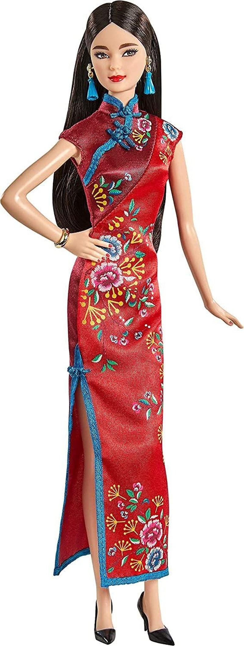 BARBIE Holdújév Puppe - Sammelfigur mit traditioner Hanfu-Robe und chinesischen Drucken, Dunhuang-Höhlenmalereien ihlette, beleértve a Puppenständer und Echtheitszertifikat, HJX35