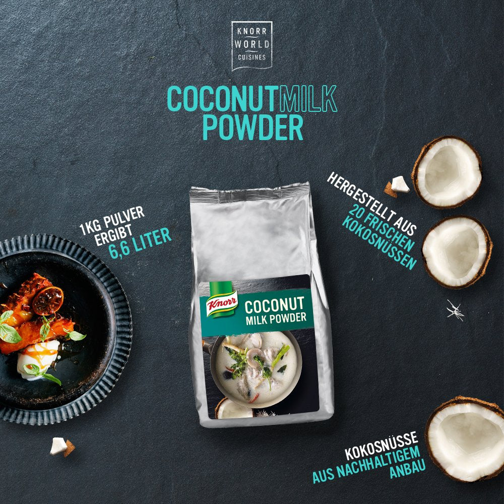 Knorr Kokosmilch por (Tejpor aus 20 frischen Kokosnüssen, ergibt 6,6 Liter Kokosmilch) 1er Pack (1 x 1 kg)