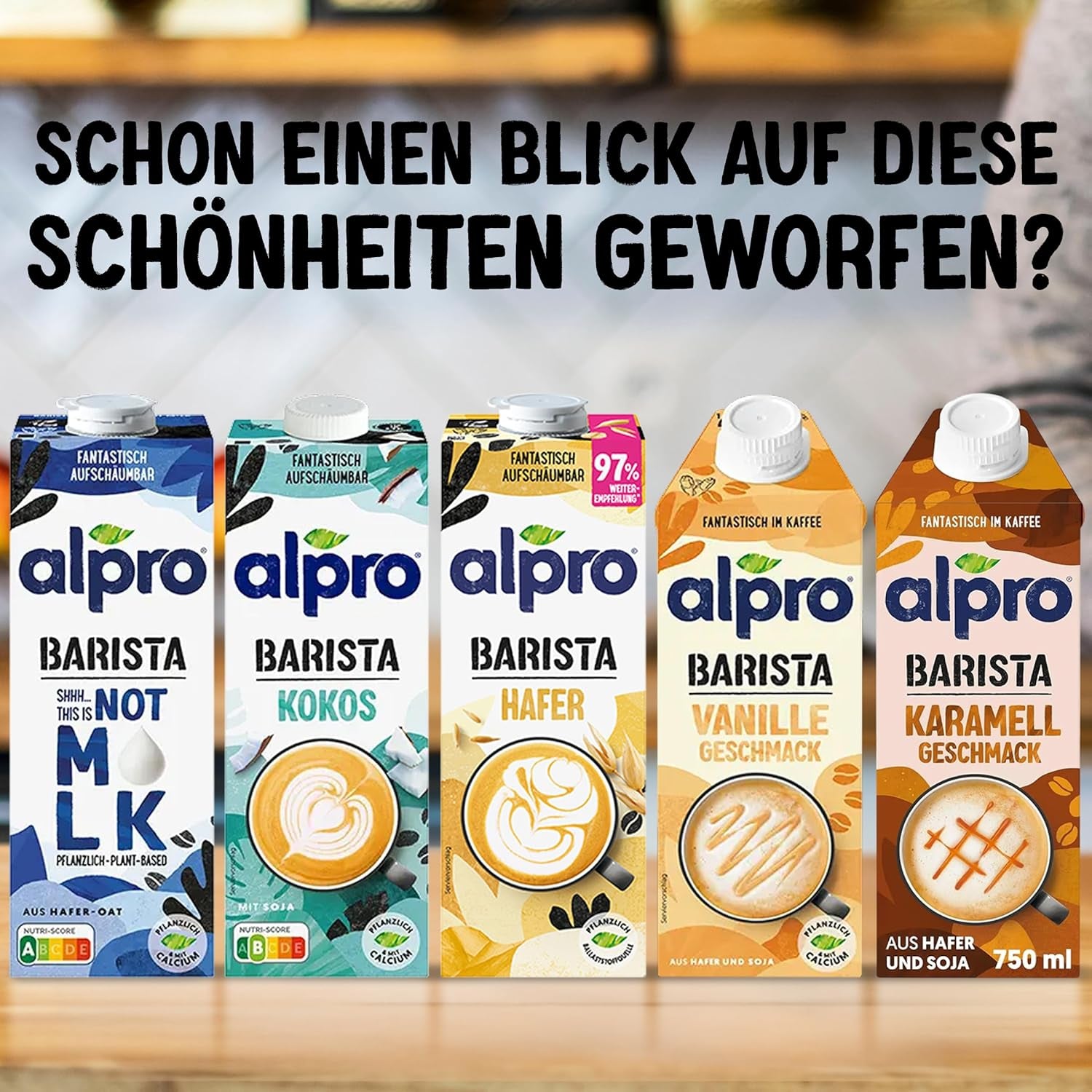 Alpro Barista Haferdrink – Zum Aufschäumen – Vegan und milchfrei – Von Natur aus lactosefrei – Rich an Ballaststoffen, Calcium and Vitaminen – 8 x 1 L – Haltbar