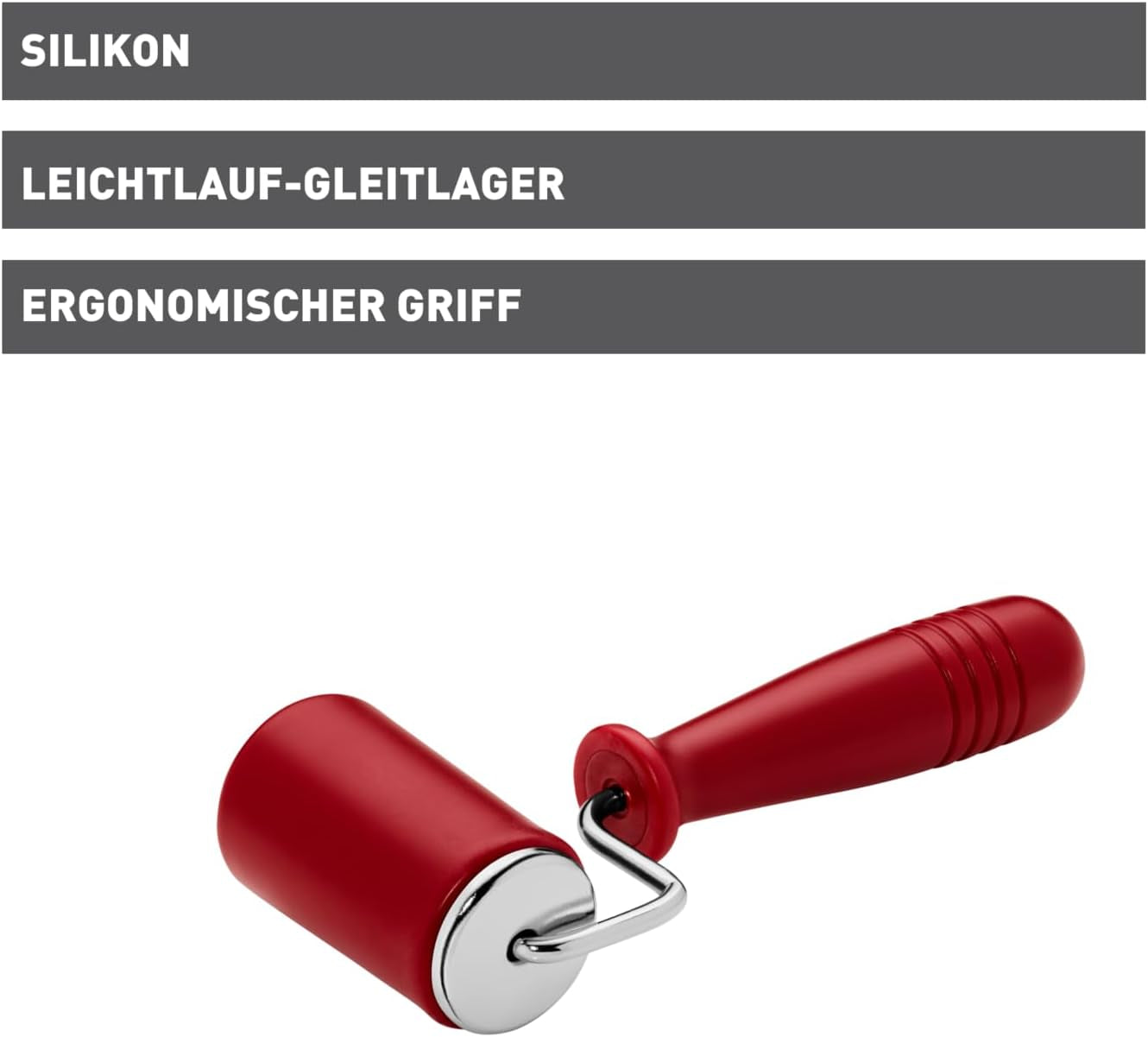 Eredeti Kaiser Original Kaiserflex Red Teigroller klein 18 x 4,2 cm, Teigausroller konisch, Teigroller Silikon mit Metallkern, ergonómikus Griff, hitzebeständig bis 200°C