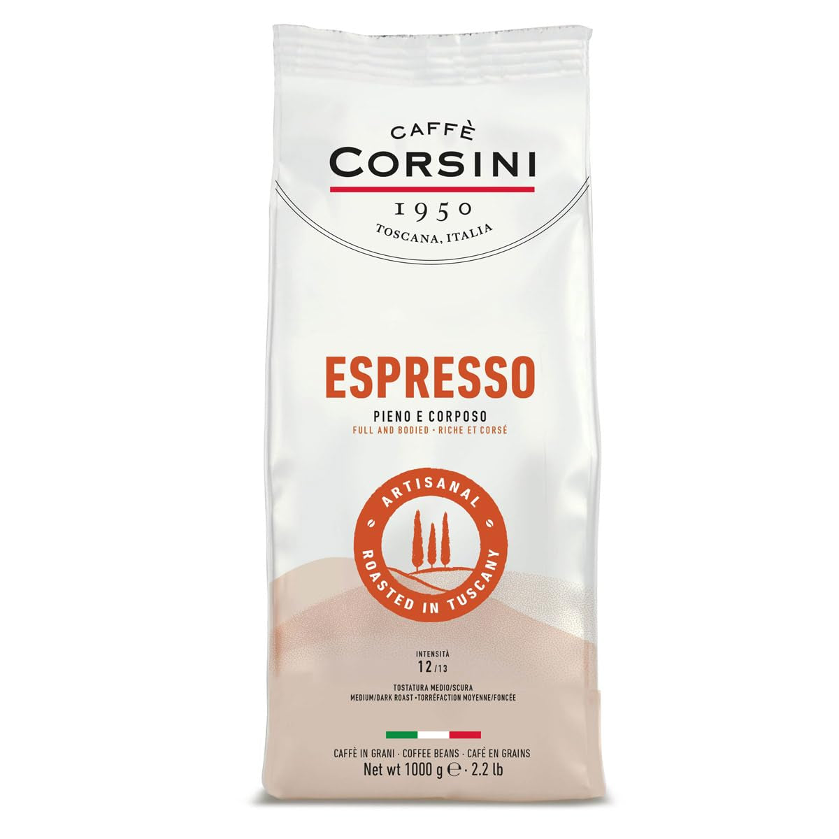 Corsini Caffe Super Cremoso in Grani Italian Espresso Beans - Amestec de cafele premium pentru o cafea corpolentă, cu un caracter puternic și un gust de lungă durată Cafea Naty Shop Noutate 2025: Puternic și intens
