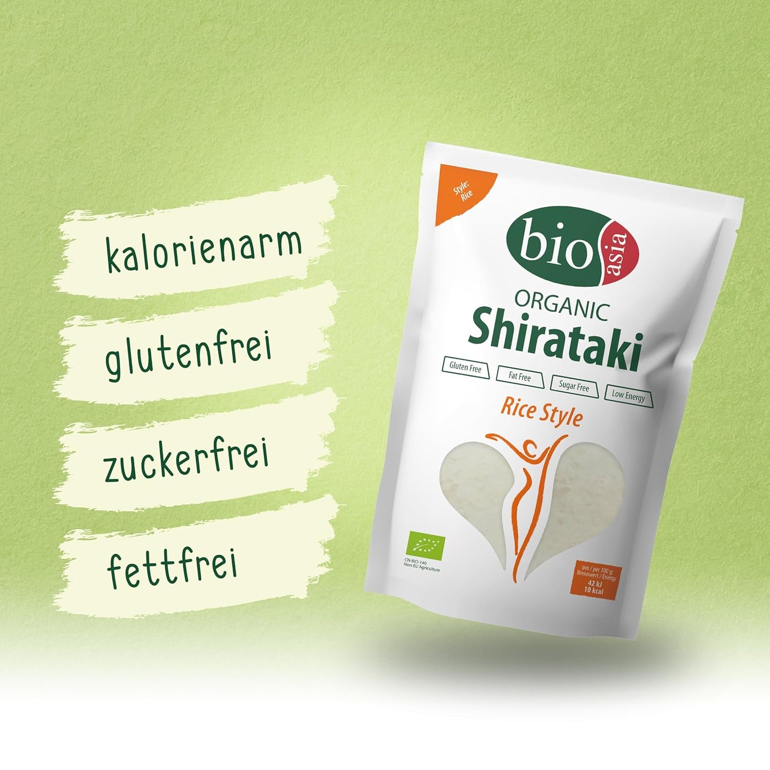 BIOASIA bio Shirataki rizs bio konjac lisztből – alacsony kalóriatartalmú – cukor-, zsír- és gluténmentes (1 x 270 g)