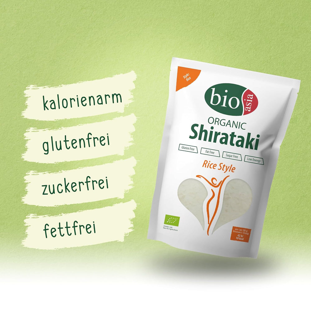 BIOASIA bio Shirataki rizs bio konjac lisztből – alacsony kalóriatartalmú – cukor-, zsír- és gluténmentes (1 x 270 g)