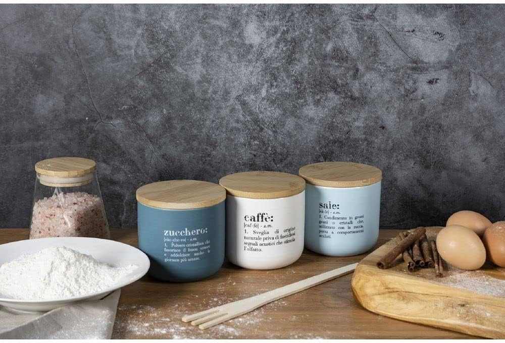 Zahărniță Victory Shades 500 ml din porțelan New Bone cu capac din bambus