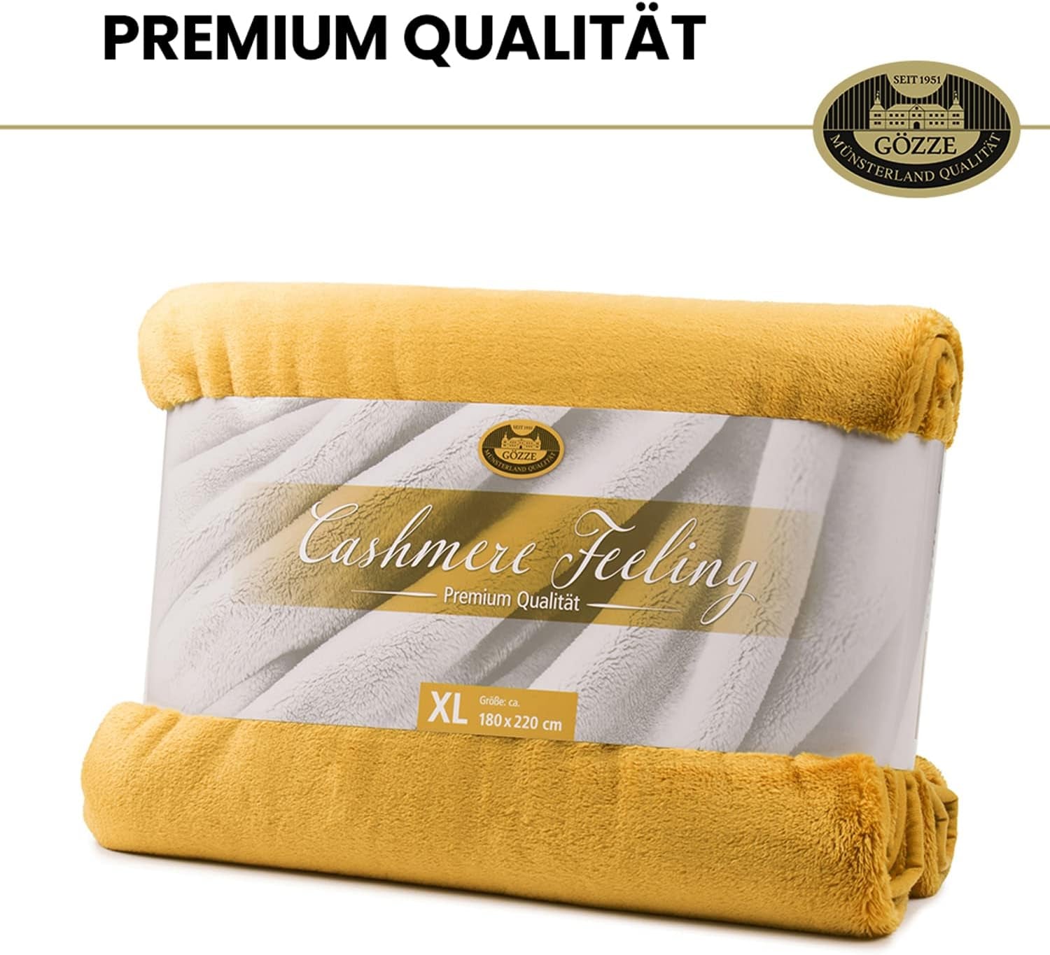 Gözze - Kényelmes takaró Premium Cashmere-Feeling, 500 G/M², 180 X 220 cm - mustáros ágyak és takarók Besuche den GÃ¶zze-Store