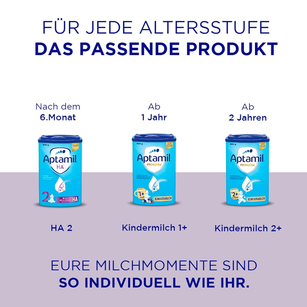 Aptamil HA 1 – Anfangsmilch von Geburt an, Mit DHA, Nur Lactose, Ohne Palmöl, Babynahrung, Milchpulver, 1x800 g (Packung mit 4)